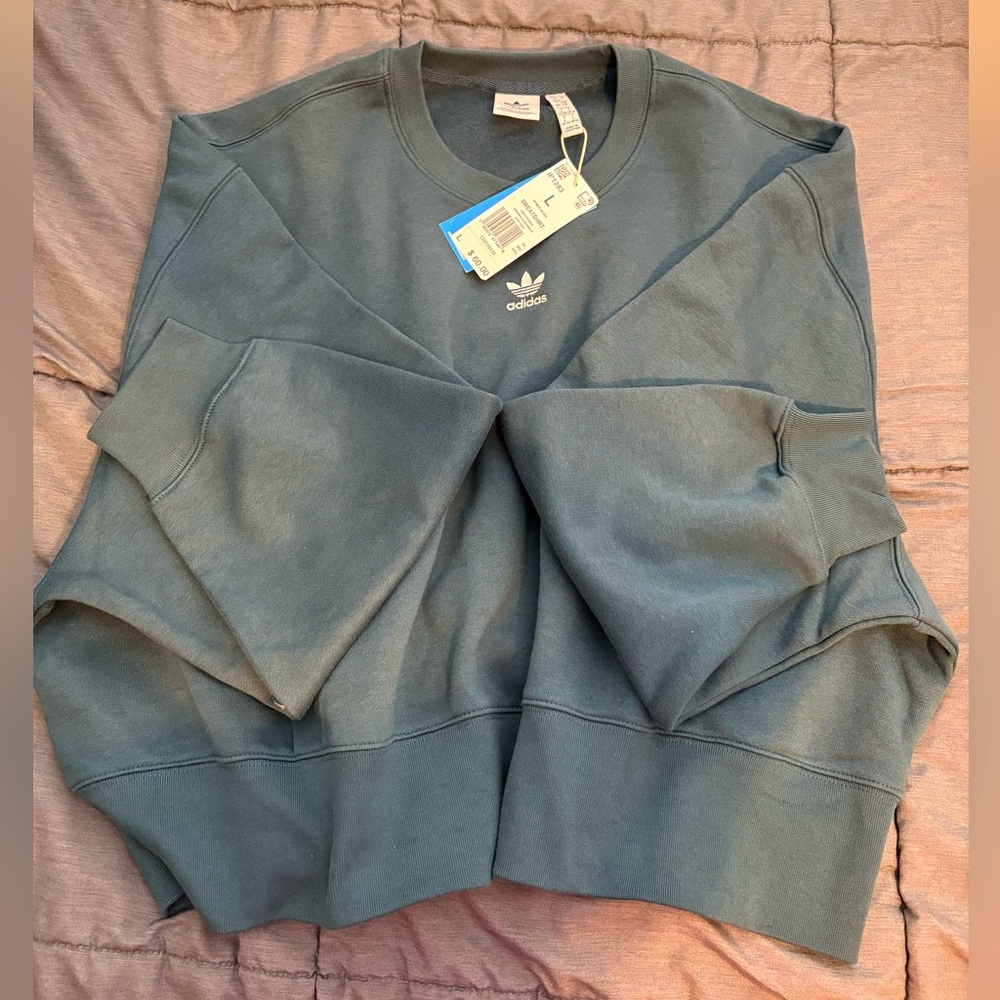 Adidas boxy cropped dark teal Sweater